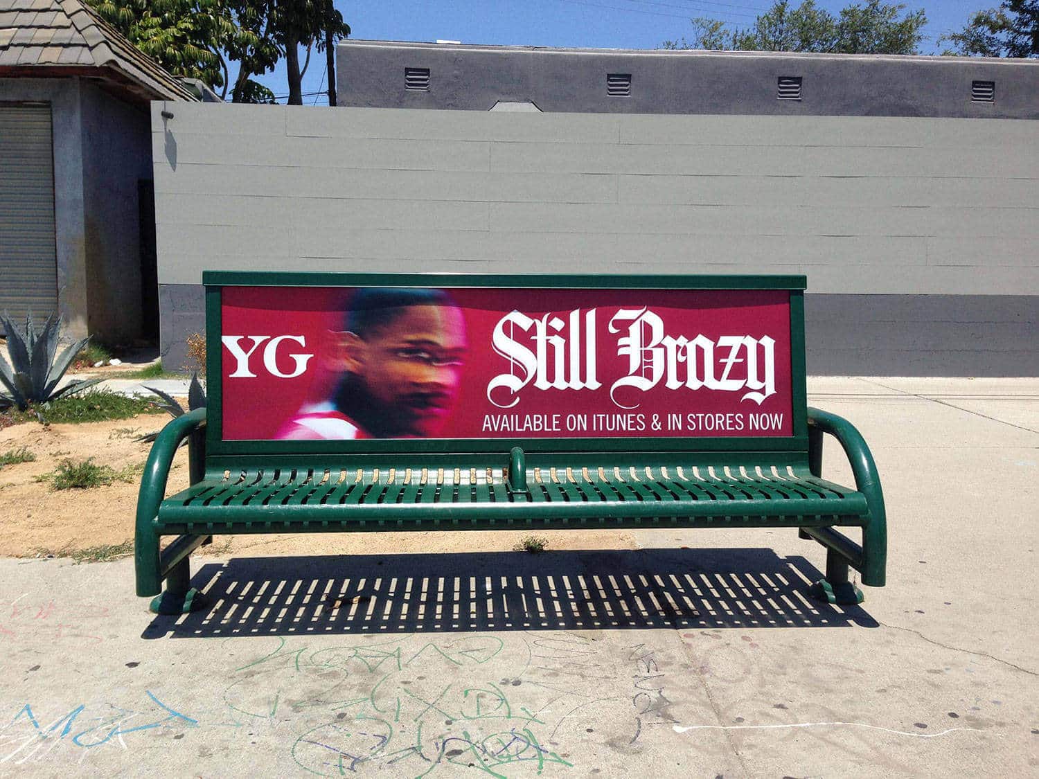 YG Bus Bench Ad Central Los Angeles